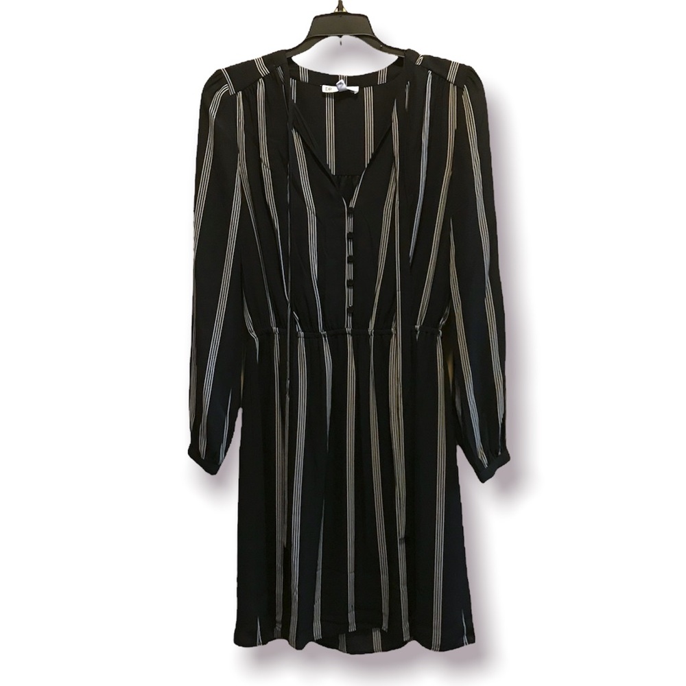 DR2 Black Shirt Dress with White Stripes